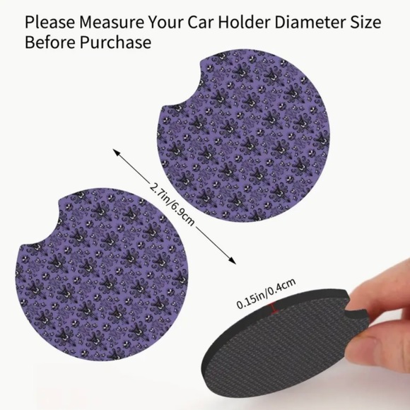 Haunted Mansion Wall Paper Car Coasters for cup Holders- Set of 2 - Picture 3 of 4